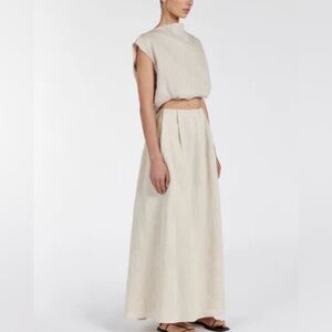 DISSH natural 100% linen, lined slip midi skirt, size 10, color Neutrals